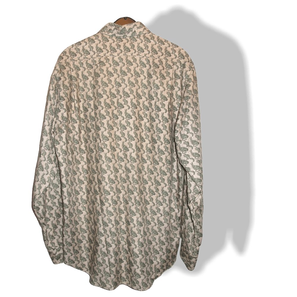 Hermes Men's Vintage Naturel/Green/Grey HARES & SQUIRRELS Cashmere Shirt Sz40, Rare and New! - poupishop