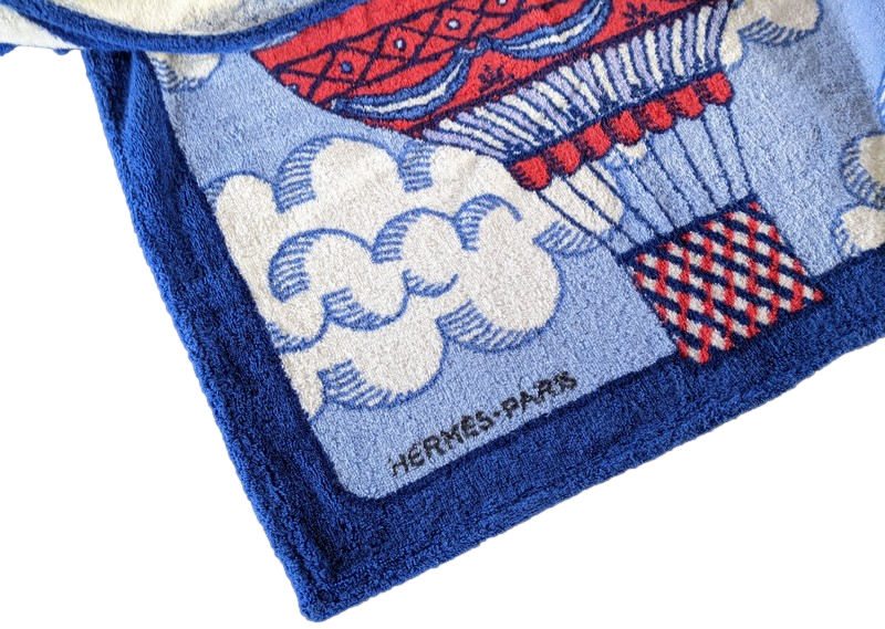 Hermes "Montgolfiere" Hot Air Balloon Tapis de Plage Terry Beach Towel 90 x 150 cm