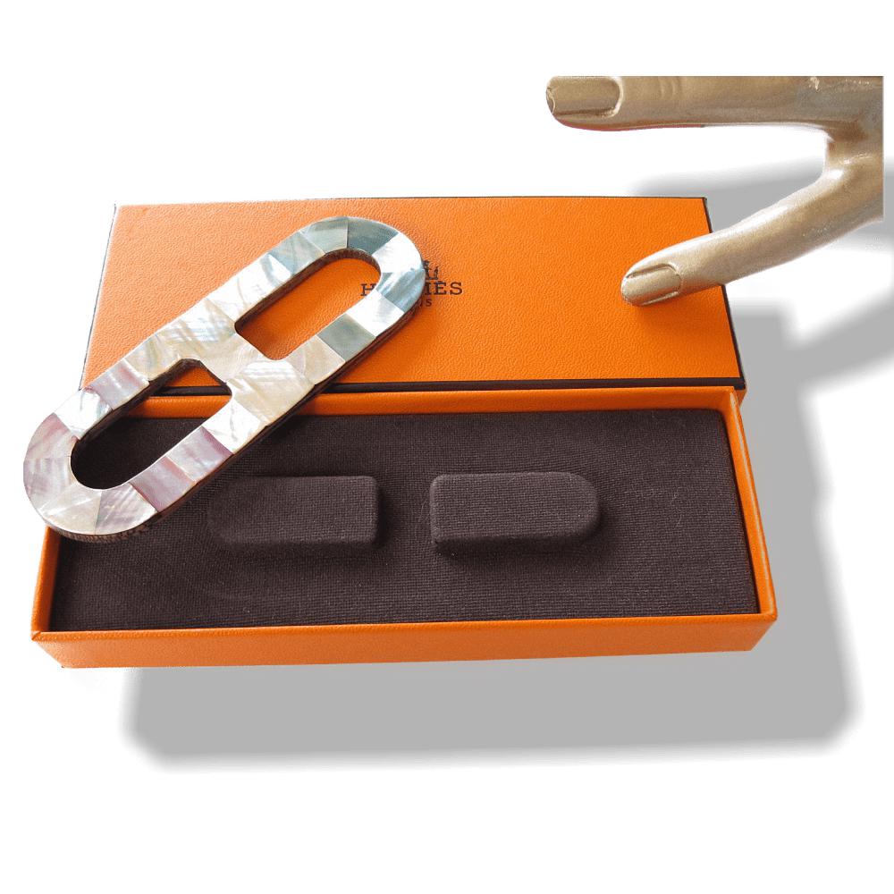 Hermes Mother of Pearl & Wood Scarf Ring Pendant Bag Charm, NIB! - poupishop