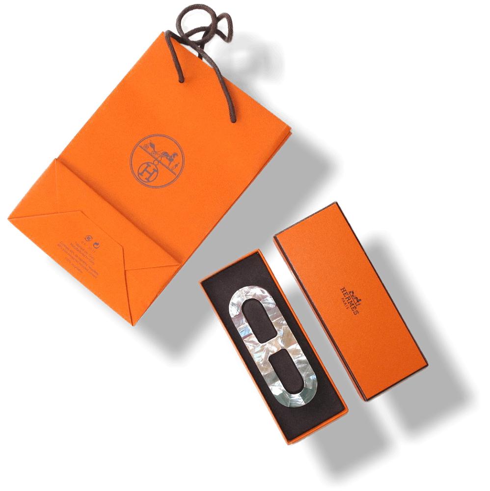 Hermes Mother of Pearl & Wood Scarf Ring Pendant Bag Charm, NIB! - poupishop