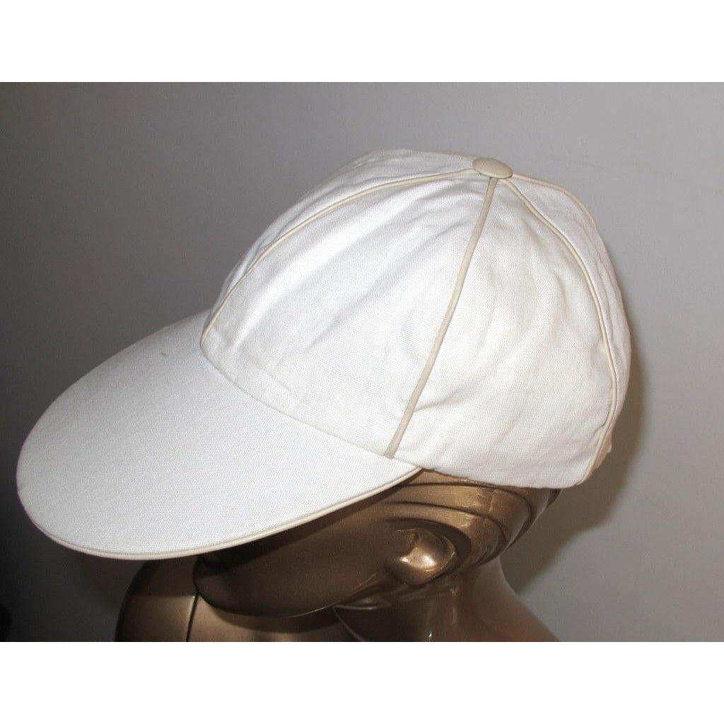 Hermes Motsch Linen & Lambskin Trimming Polo Cap Hat Sz57 - poupishop