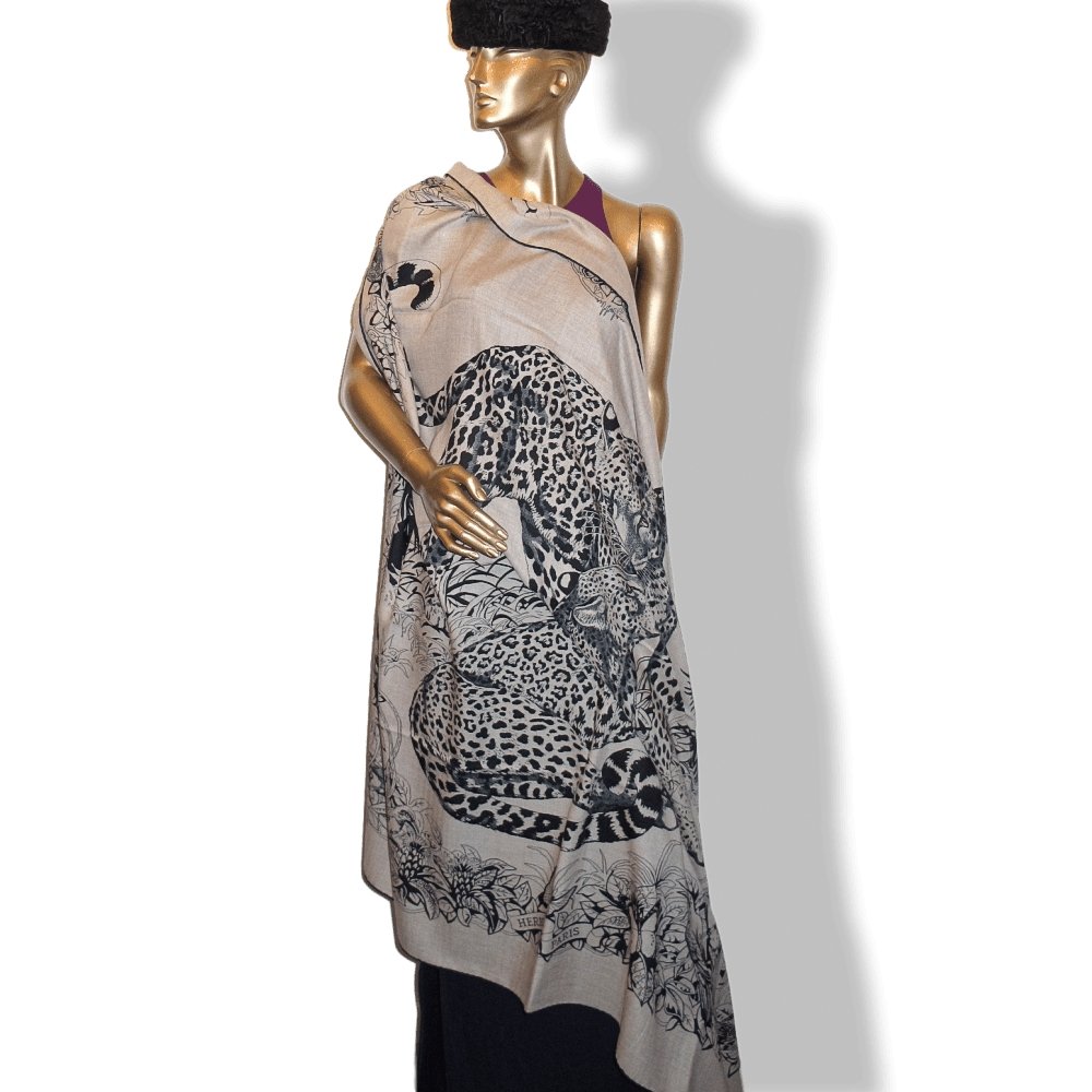 Hermes Jungle Love Tattoo by Robert Dallet Cashmere Shawl 140
