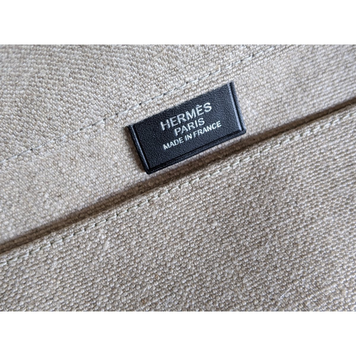 Hermes Natural Canvas/Black Barenia BIG SHOPPING TRAVEL Shoulder Army Bag 12 numbered Reguation Holes, BNIB! - poupishop