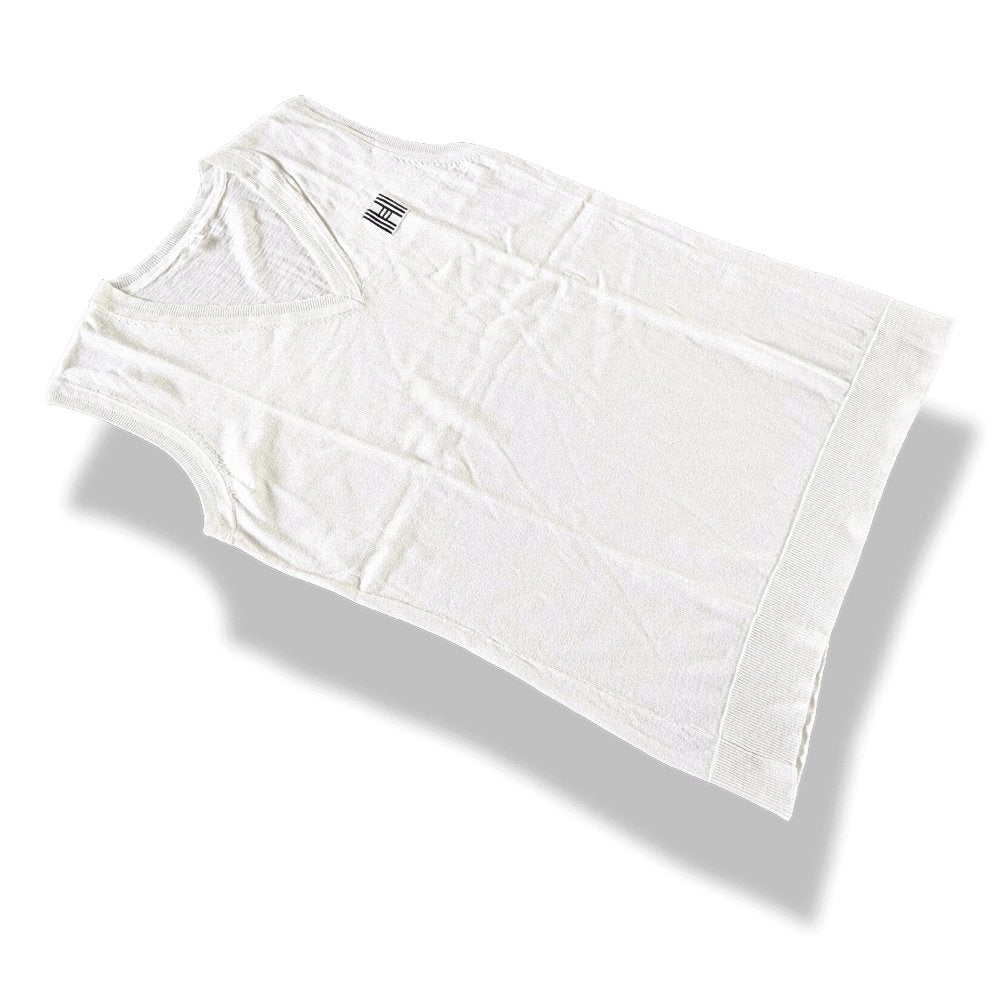Hermes Natural Fine Knite of Silk/Cotton UNIFORME H Sleeveless Sweater V, BNEW! - poupishop