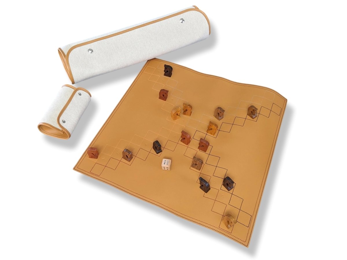 Hermes Natural Veau Chamonix/Exotic Woods Jeu LES PETITS CHEVAUX - LUDO Game, RARE, New! - poupishop