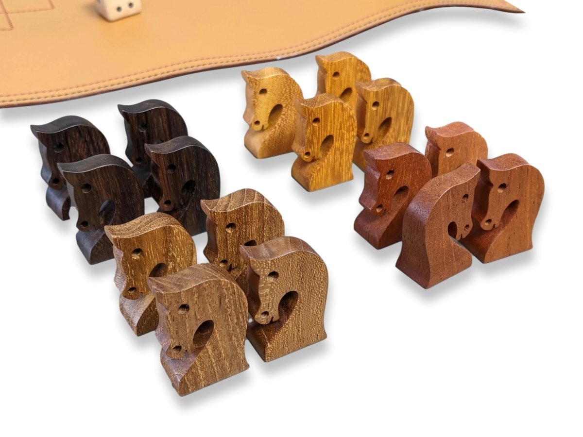 Hermes Natural Veau Chamonix/Exotic Woods Jeu LES PETITS CHEVAUX - LUDO Game, RARE, New! - poupishop