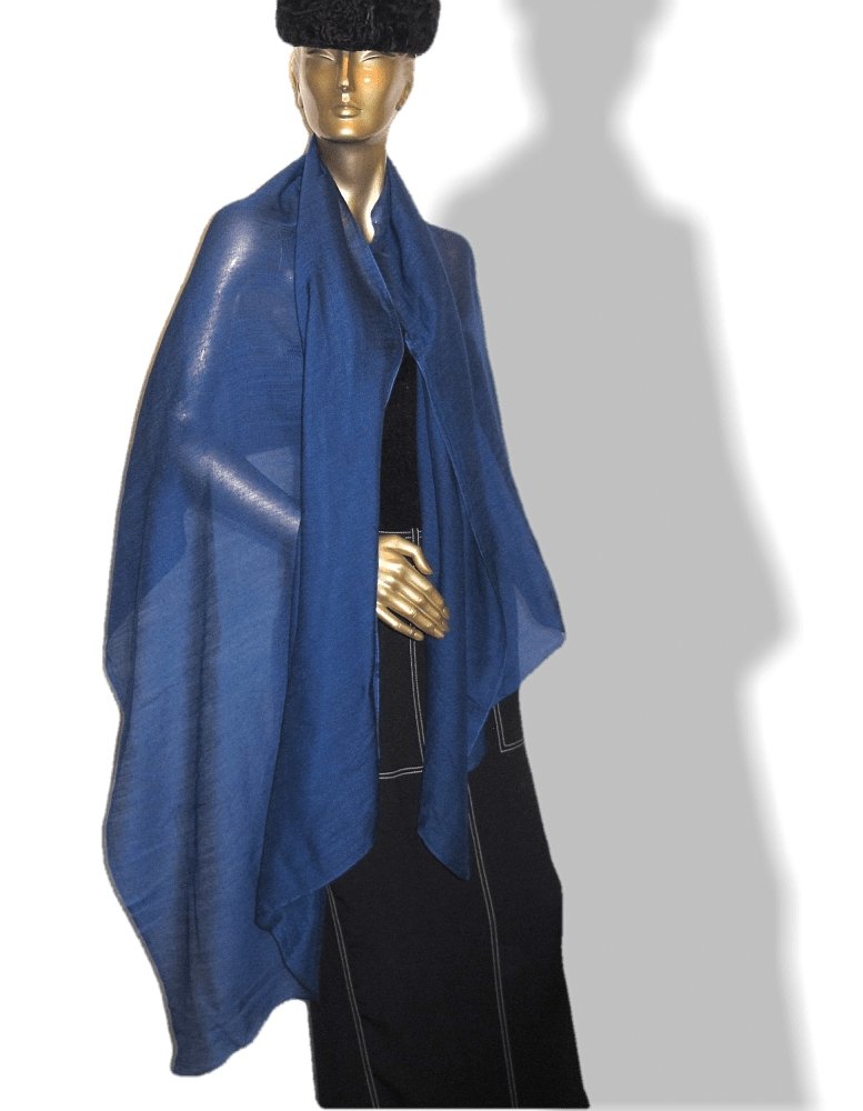 Hermes Navy Blue Plume Allumette Handwoven in Nepal 75% Cashmere Stole GM, Mint in Box! - poupishop