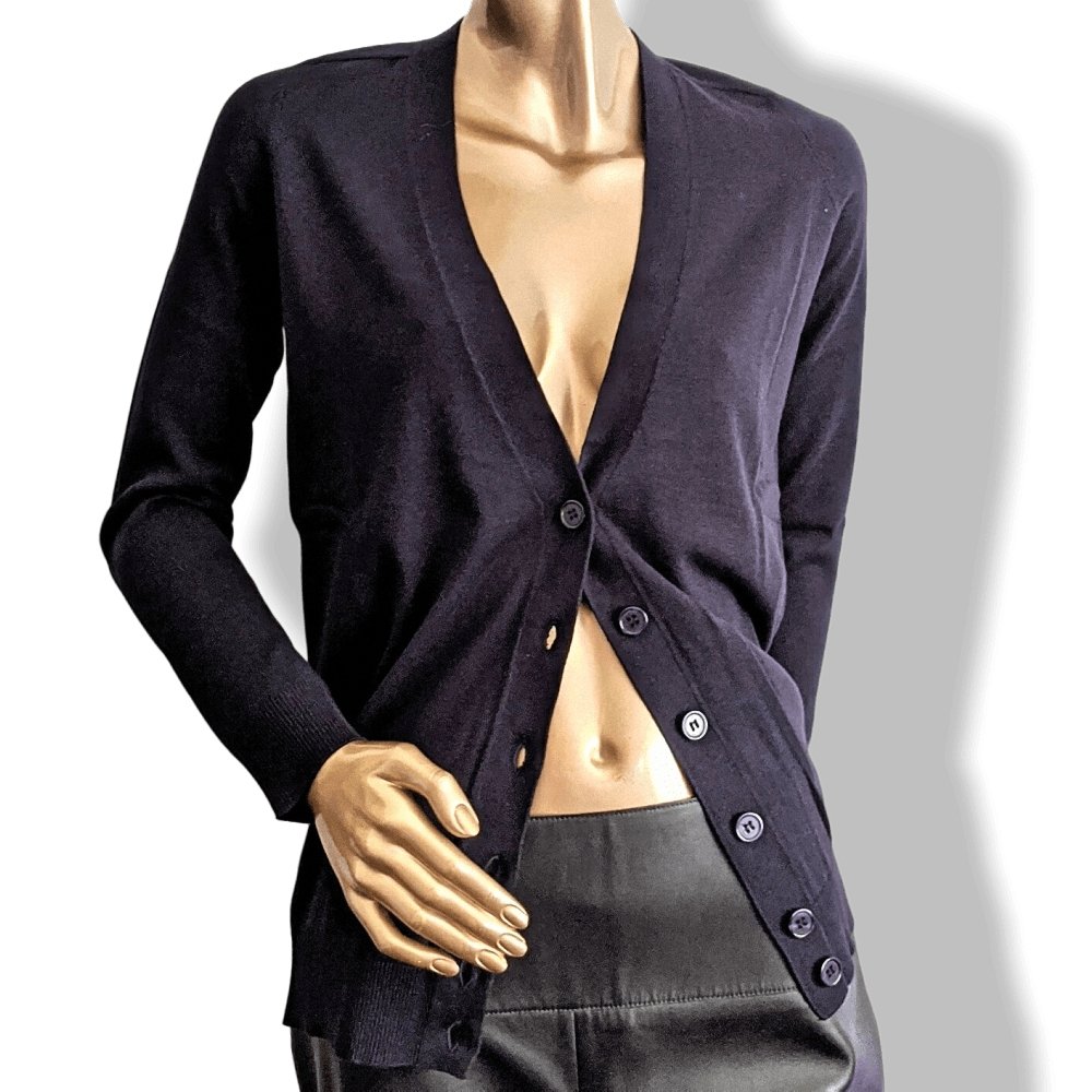 Hermes Navy Cotton/Silk Fine Knite MAILLE TWIN SET LONG UNIFORME H, BNEW! - poupishop