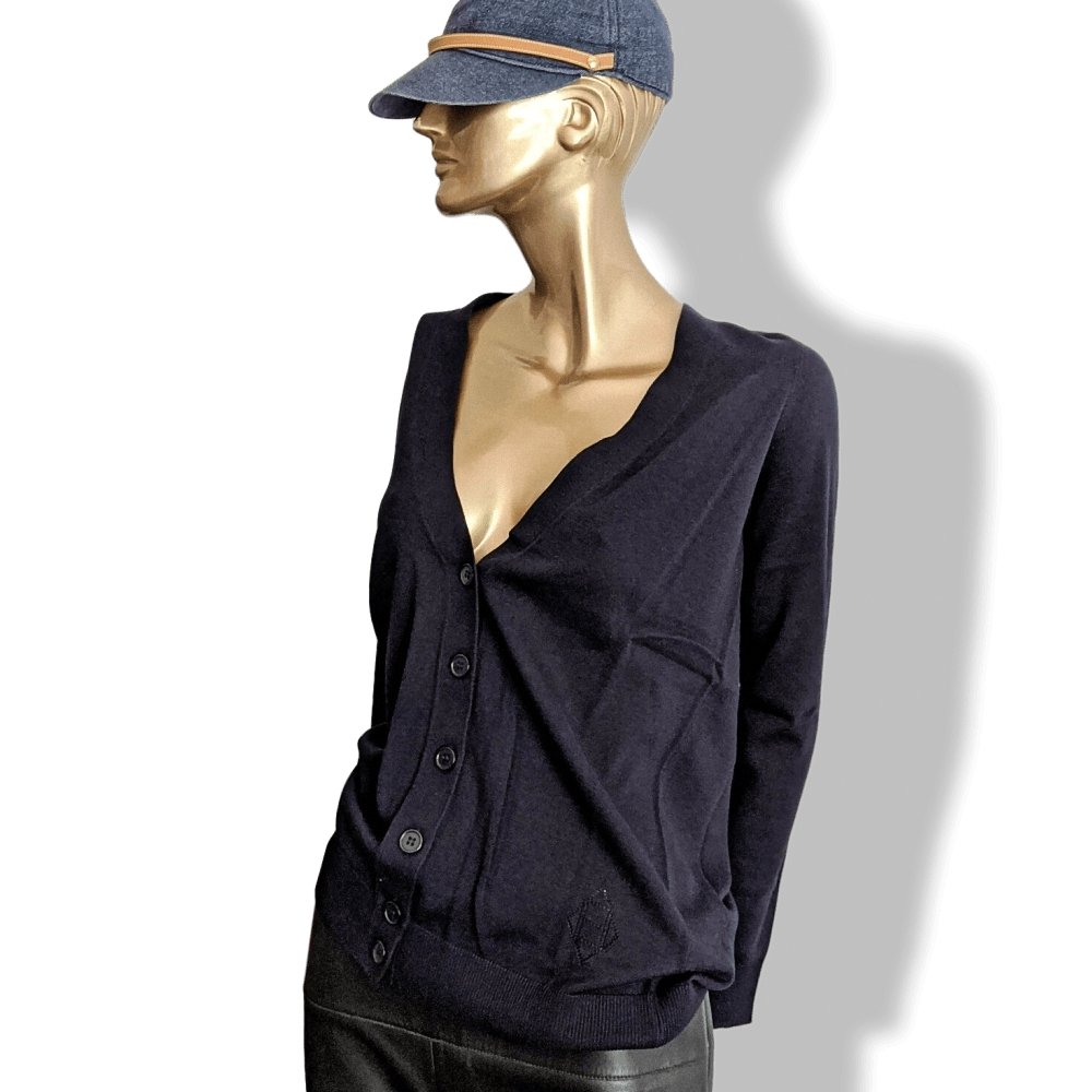 Hermes Navy Cotton/Silk Fine Knite MAILLE TWIN SET LONG UNIFORME H, BNEW! - poupishop