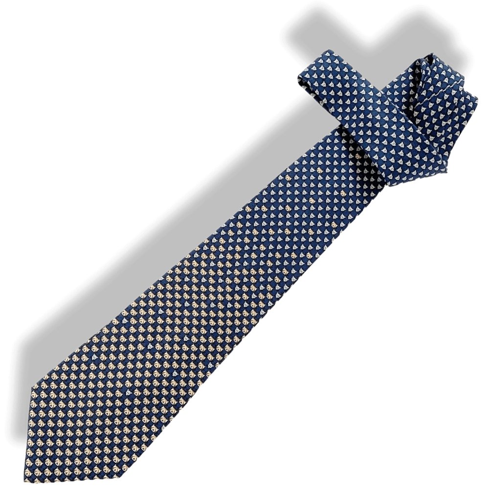 Hermes Navy Fauve Sky Chats CAT DATE Twill Silk Tie 9cm, NWT in Pochette! - poupishop