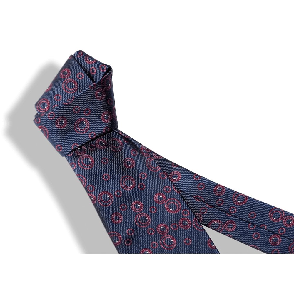 Hermes Navy Red White Circles Heavy Silk Tie, New! - poupishop