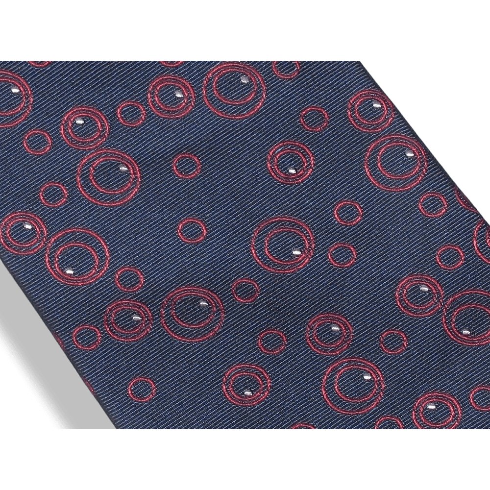Hermes Navy Red White Circles Heavy Silk Tie, New! - poupishop