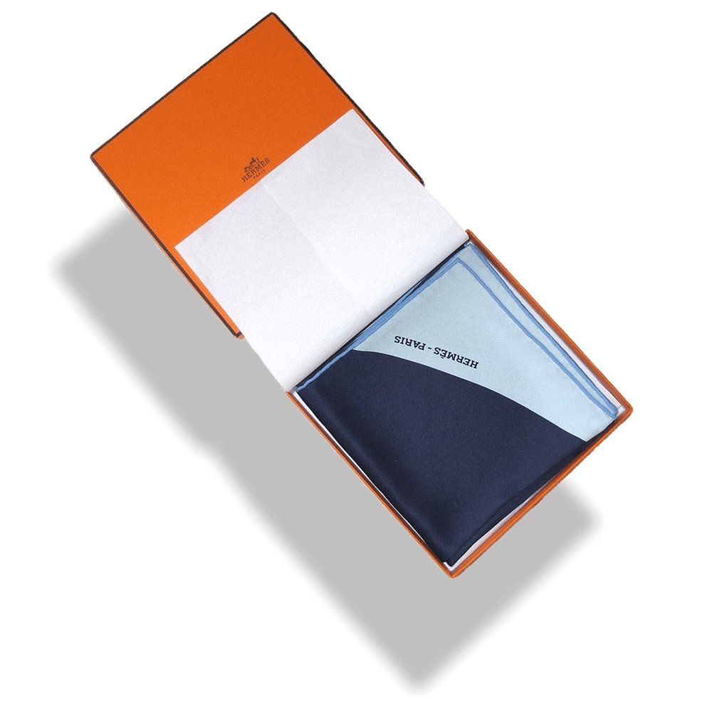 Hermes Navy & Sky Blue Mega Pois Vintage Silk 70, NIB! - poupishop