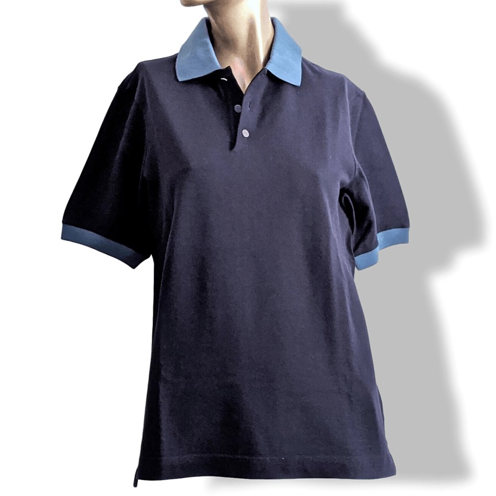 Hermes Navy/Pilote Blue Cotton POLO SELLIER Buttoned Polo Shirt, BNEW! - poupishop