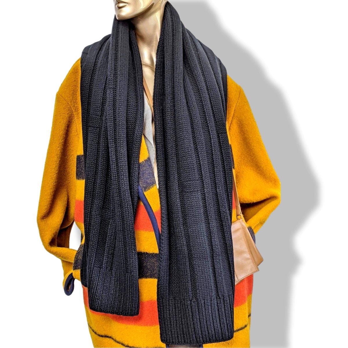 Hermes Noir 100% Cashmere H MUFFLER 40 x 200 CM, NIB - poupishop