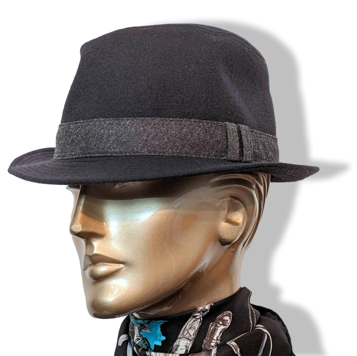 Hermes Noir/Gris 100% Virgin Wool FUNKY Men's Hat NEW! | poupishop