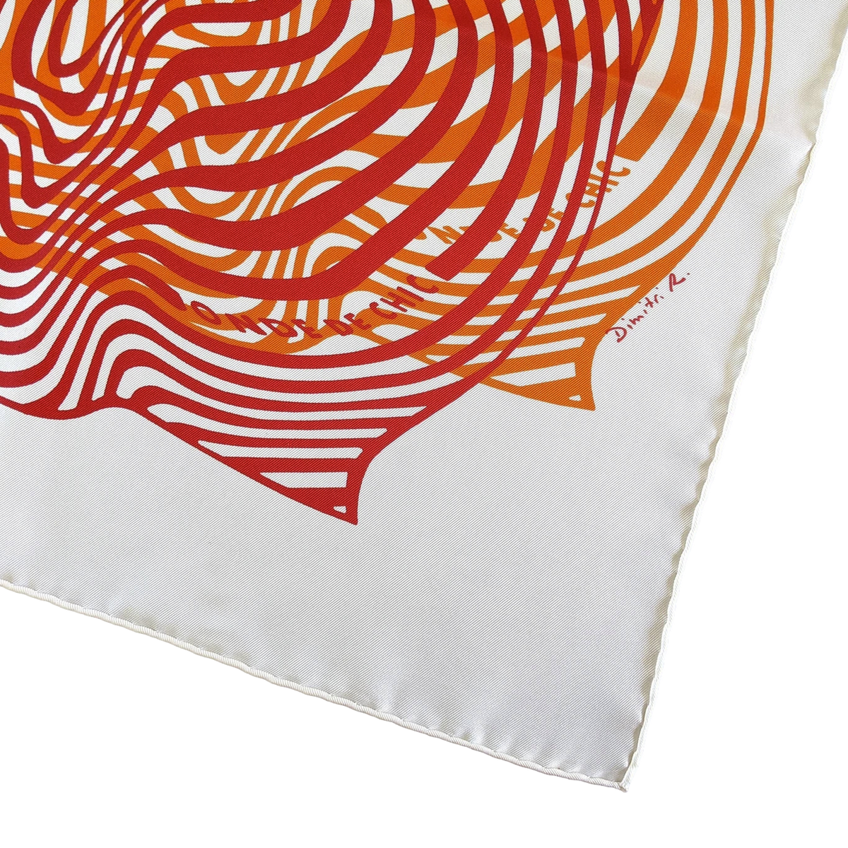 Hermes Orange/Rouge/Blanc "Onde de Chic" by Dimitri Rybaltchenko Twill 90cm