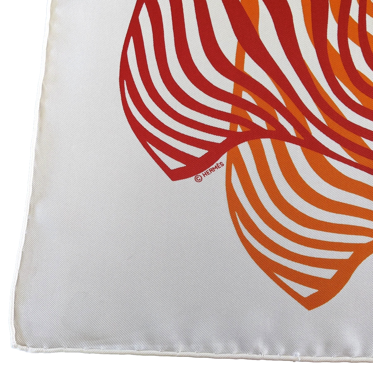 Hermes Orange/Rouge/Blanc "Onde de Chic" by Dimitri Rybaltchenko Twill 90cm