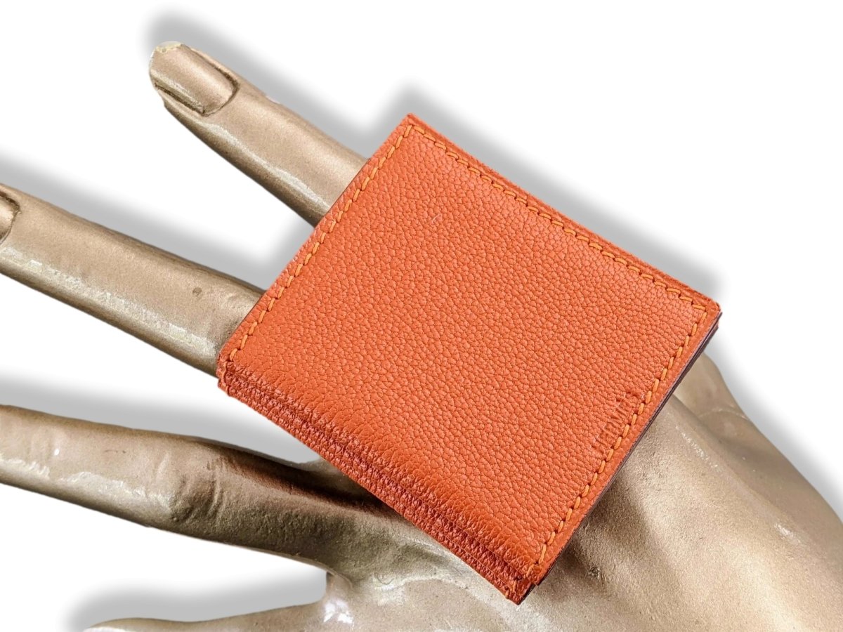 Hermes Orange Chevre Mysore GRAND PAPA PM 6 Views Photo Holder, New! - poupishop