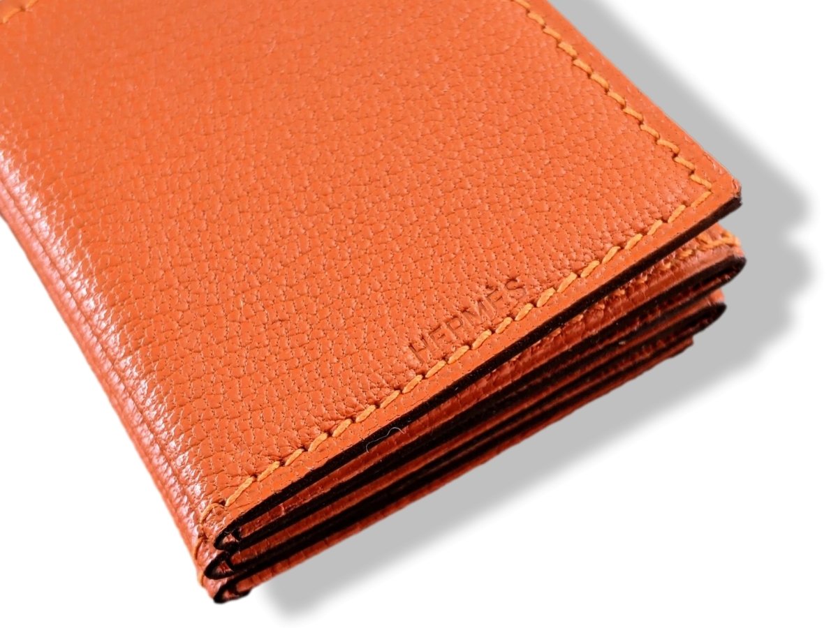 Hermes Orange Chevre Mysore GRAND PAPA PM 6 Views Photo Holder, New! - poupishop