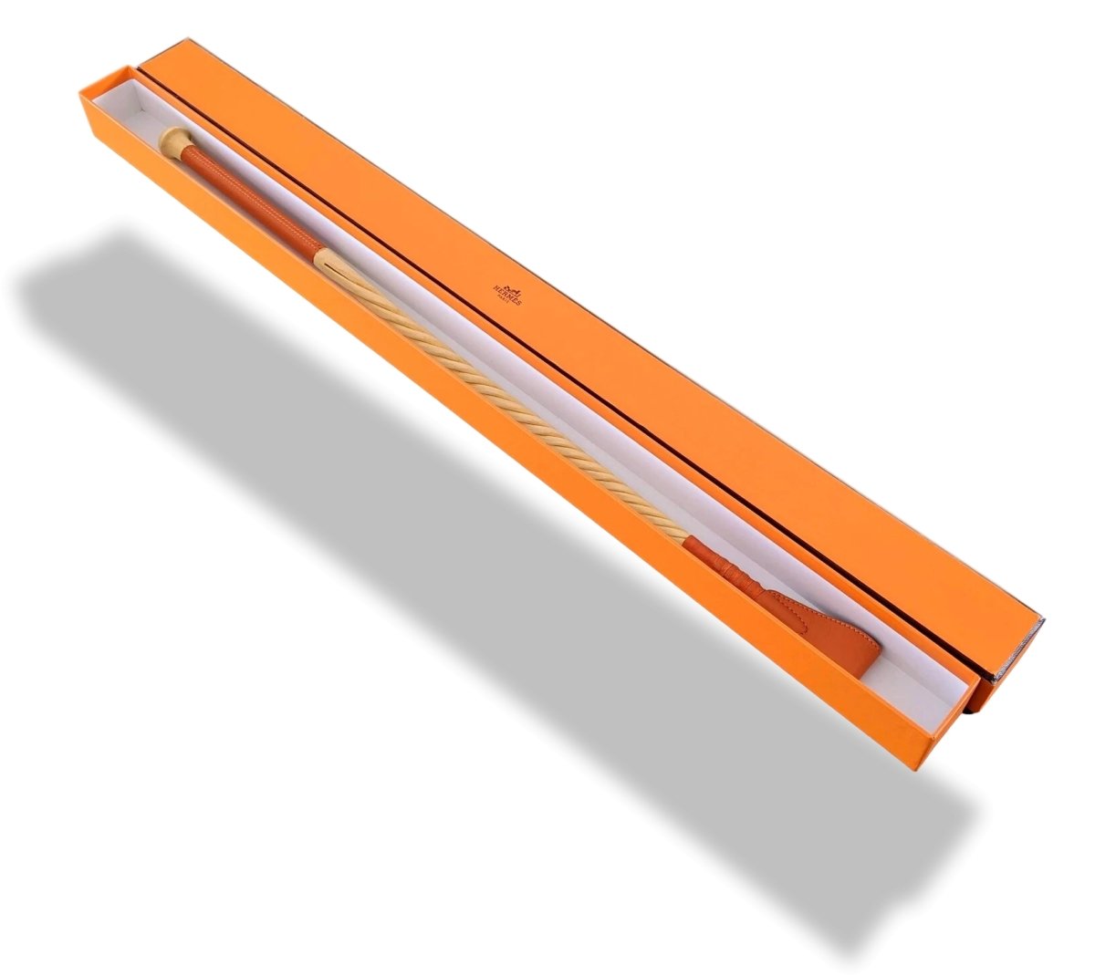Hermes Orange Goatskin Leather and Wood Horse CROP, BNIB! - poupishop