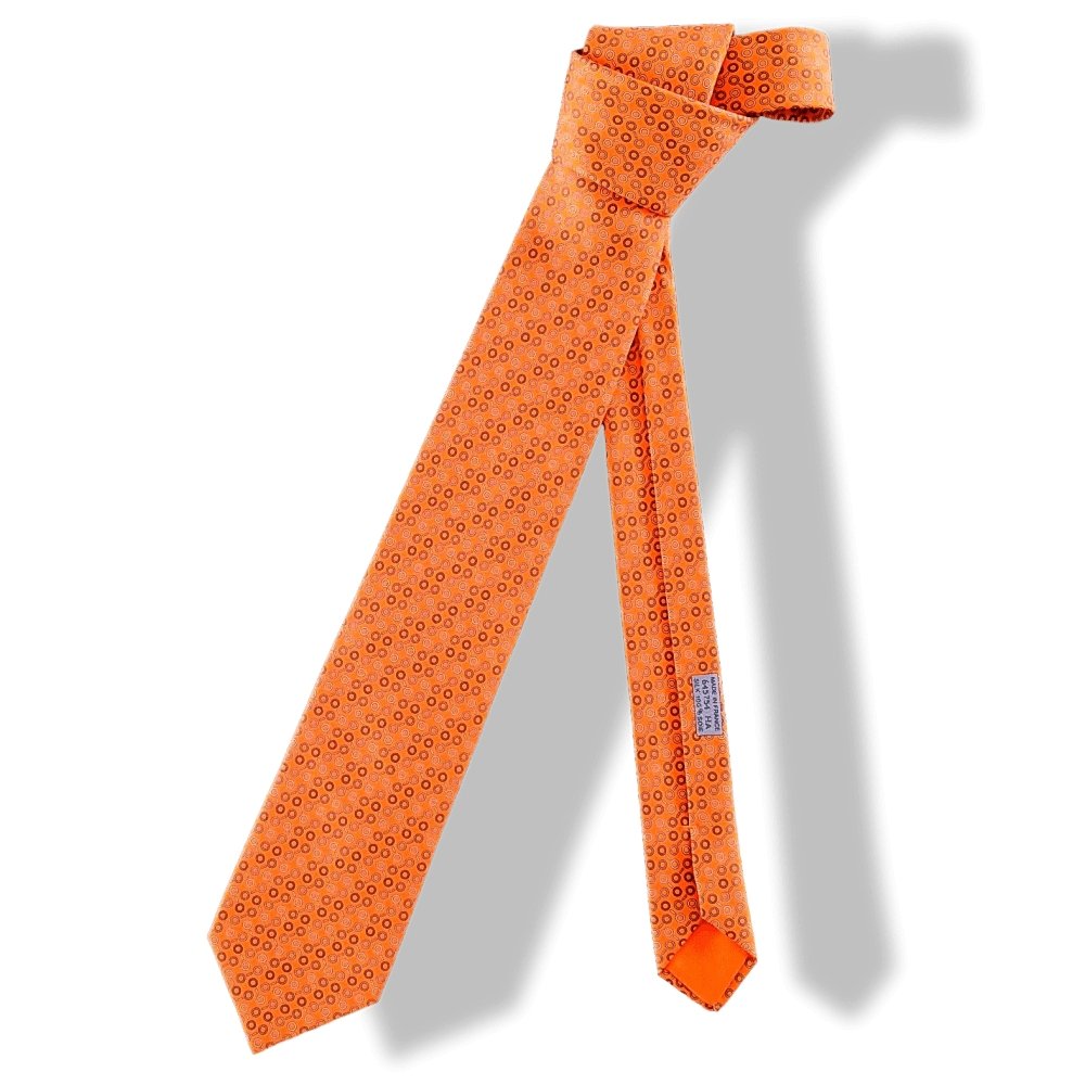 Hermes Orange Heavy Silk SEARCH Silk Tie 8 CM 645754 HA, BNEW! - poupishop