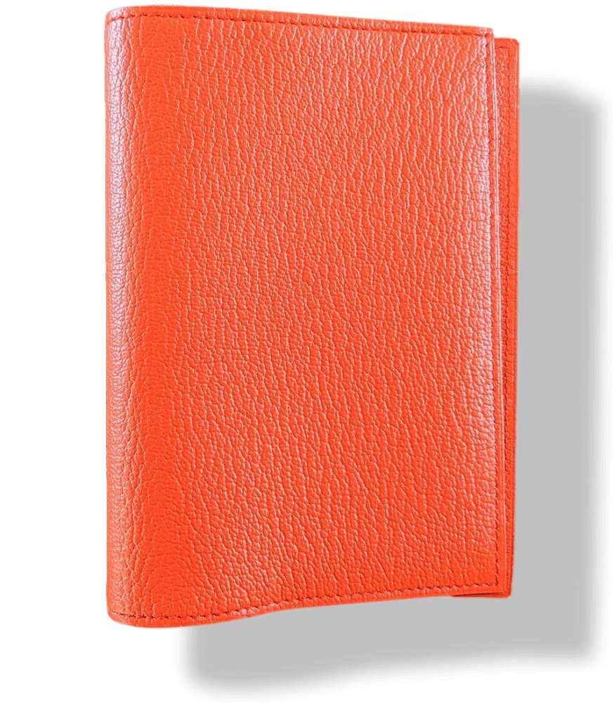 Hermes Orange Poppy Mysore Goatskin AGENDA SIMPLE GM COVER 1 PIN, BNWTIB! - poupishop