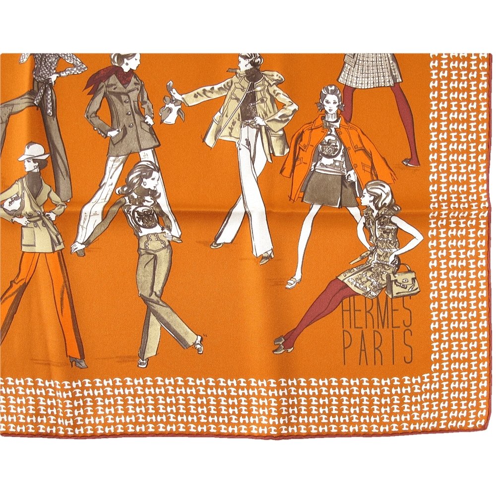 Hermes Orange Printemps Ete 69 - Automne Hiver 70 Vintage Silk 70cm, NIB! - poupishop