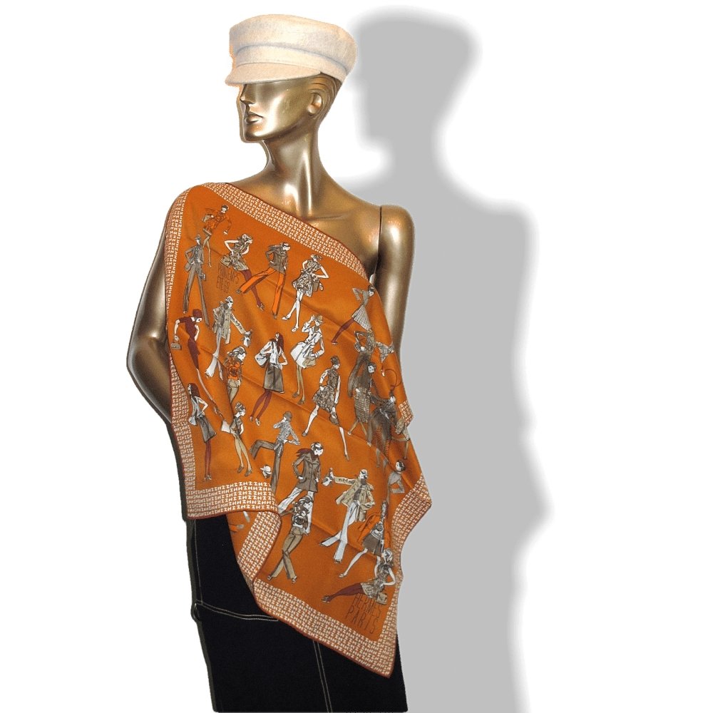 Hermes Orange Printemps Ete 69 - Automne Hiver 70 Vintage Silk 70cm, NIB! - poupishop
