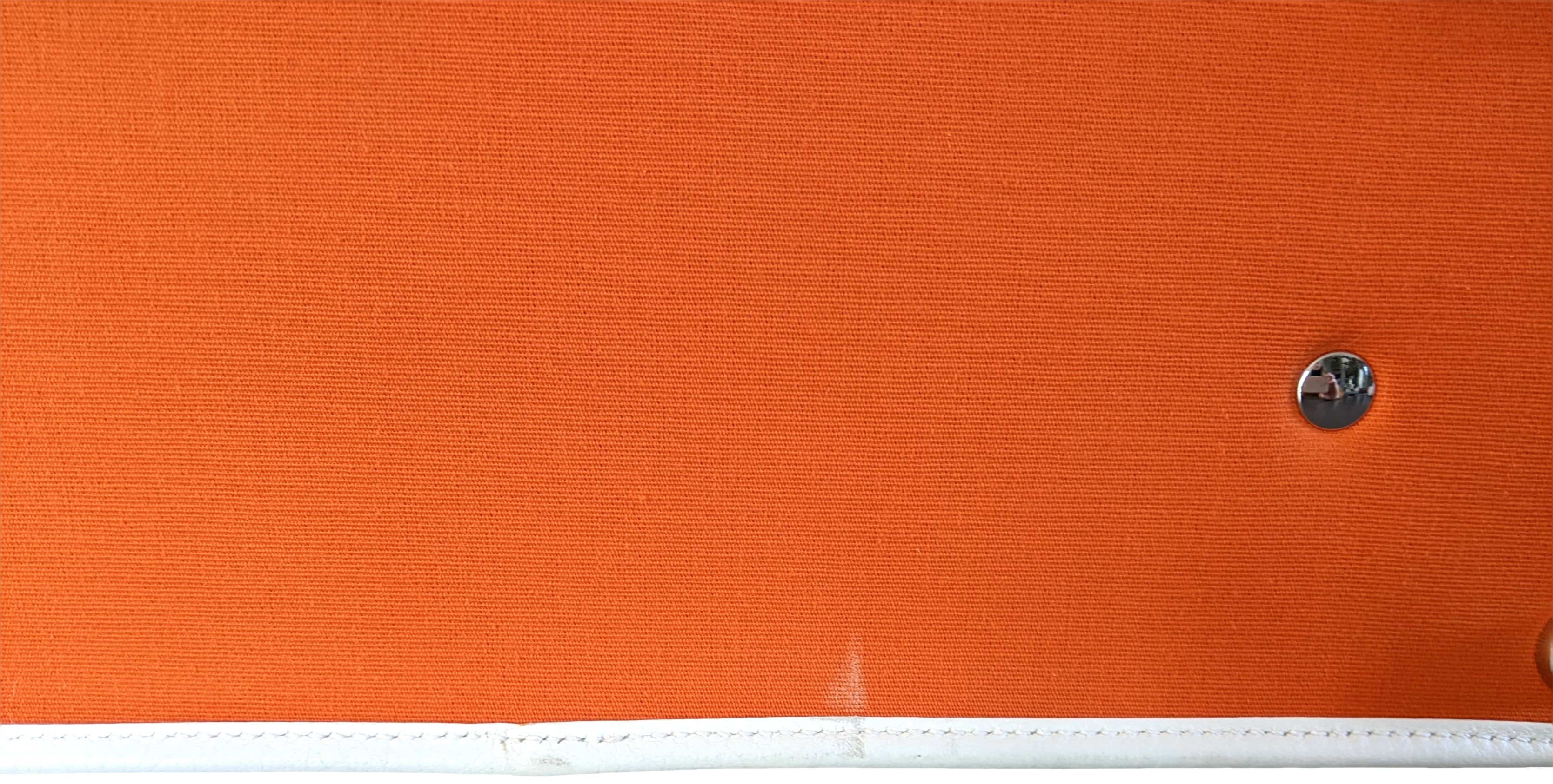 Hermes 2009 Orange/White "Suitcase H" Valise Toile Orange et Cuir Clemence Blanc PHW