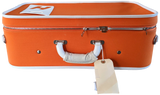 Hermes 2009 Orange/White "Suitcase H" Valise Toile Orange et Cuir Clemence Blanc PHW