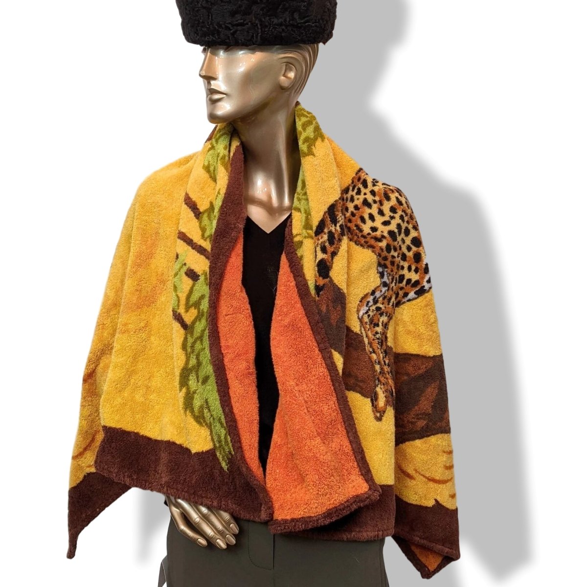 Hermes Orange/Brown LES GUEPARDS by Robert Dallet Tapis de Plage Terry Beach Towel 150 x 90cm cm - poupishop