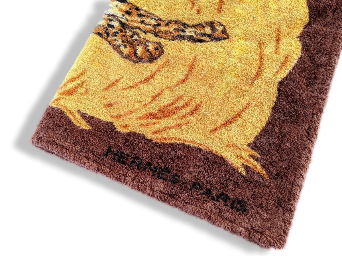 Hermes Orange/Brown LES GUEPARDS by Robert Dallet Tapis de Plage Terry Beach Towel 150 x 90cm cm - poupishop
