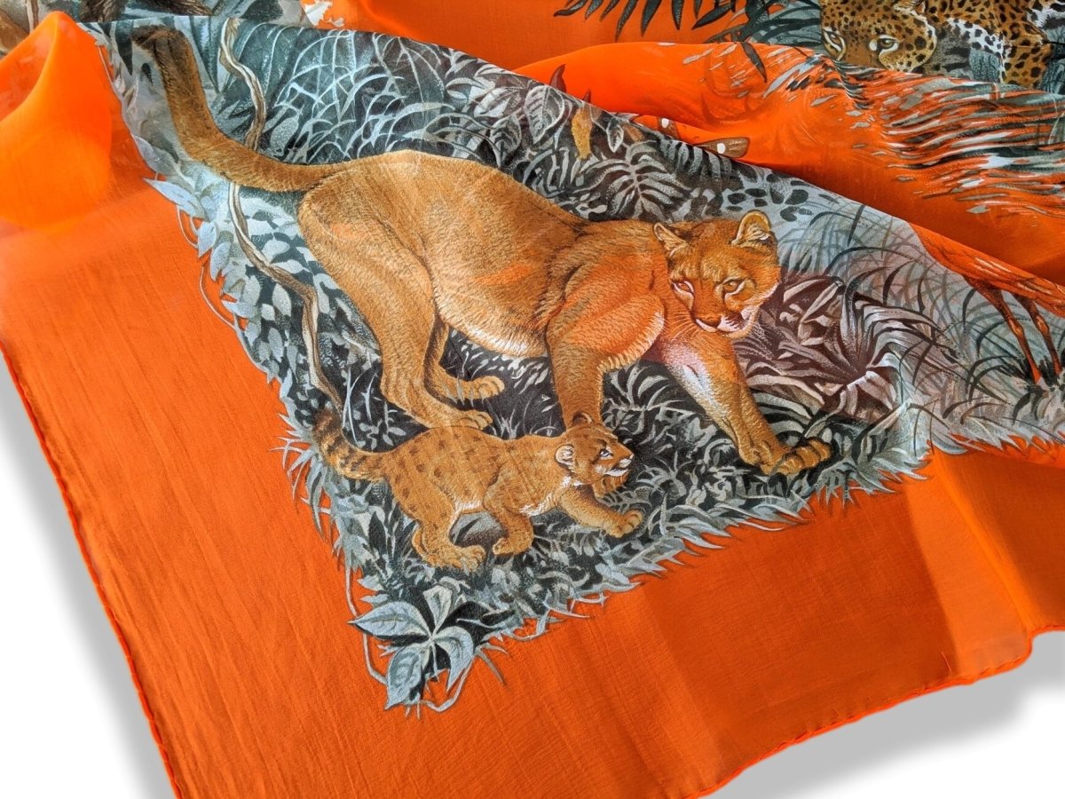 Hermes Orange/Celadon EQUATEUR by Robert Dallet Mousseline 140, Box! - poupishop