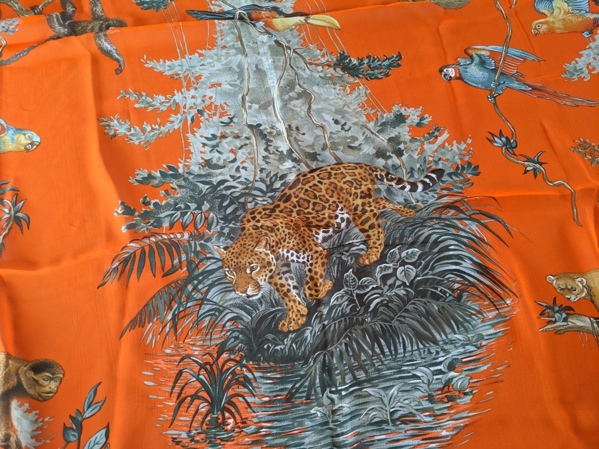 Hermes Orange/Celadon EQUATEUR by Robert Dallet Mousseline 140, Box! - poupishop
