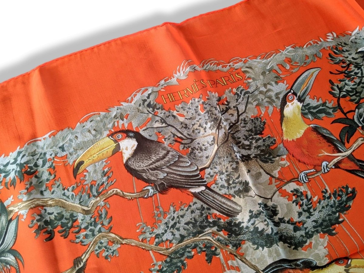 Hermes Orange/Celadon EQUATEUR by Robert Dallet Mousseline 140, Box! - poupishop