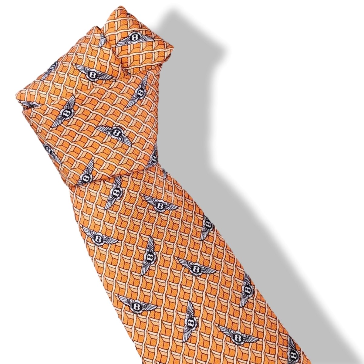 Hermes Orange/Gris Argent Limited Edition VIP BENTLEY Twill Silk Tie 9,5CM 5355 TA Rare, BNIB! - poupishop