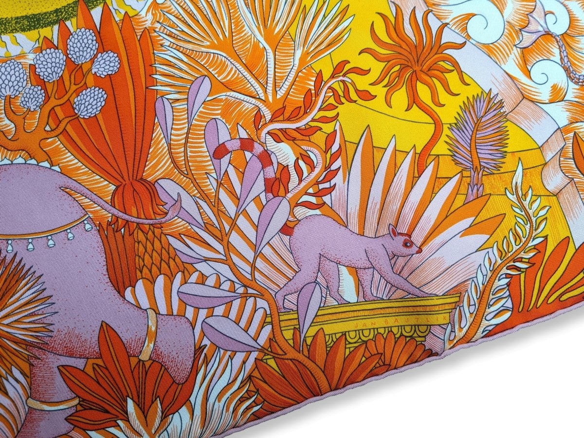 Hermes Orange/Rose "Cosmographia Universalis" by Jan Bajtlik Twill scarf 90cm x 90cm cm - poupishop
