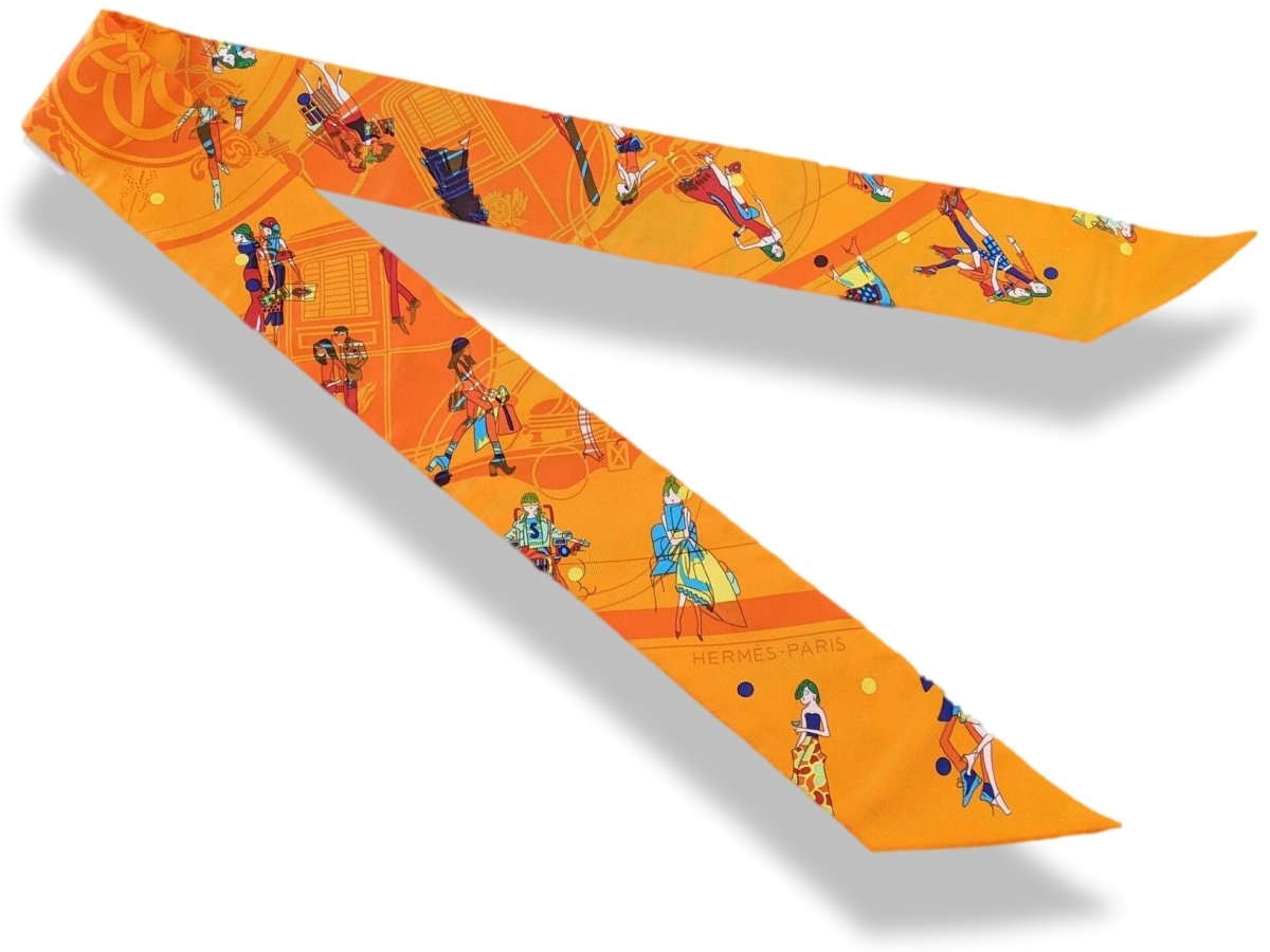 Hermes Orange/Turquoise EX LIBRIS LES PARISIENNES Twilly, BNWTIB! - poupishop
