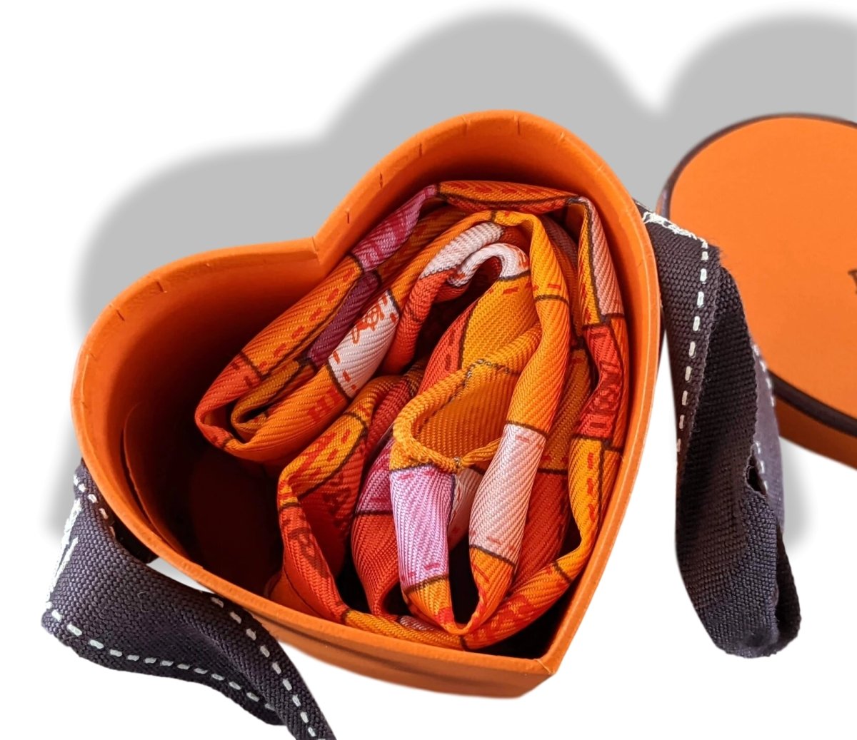 Hermes Orange/Vieux Rose/Blanc Coeur BOLDUC AU CARRE POCKET SQUARE, BNWTIB! - poupishop