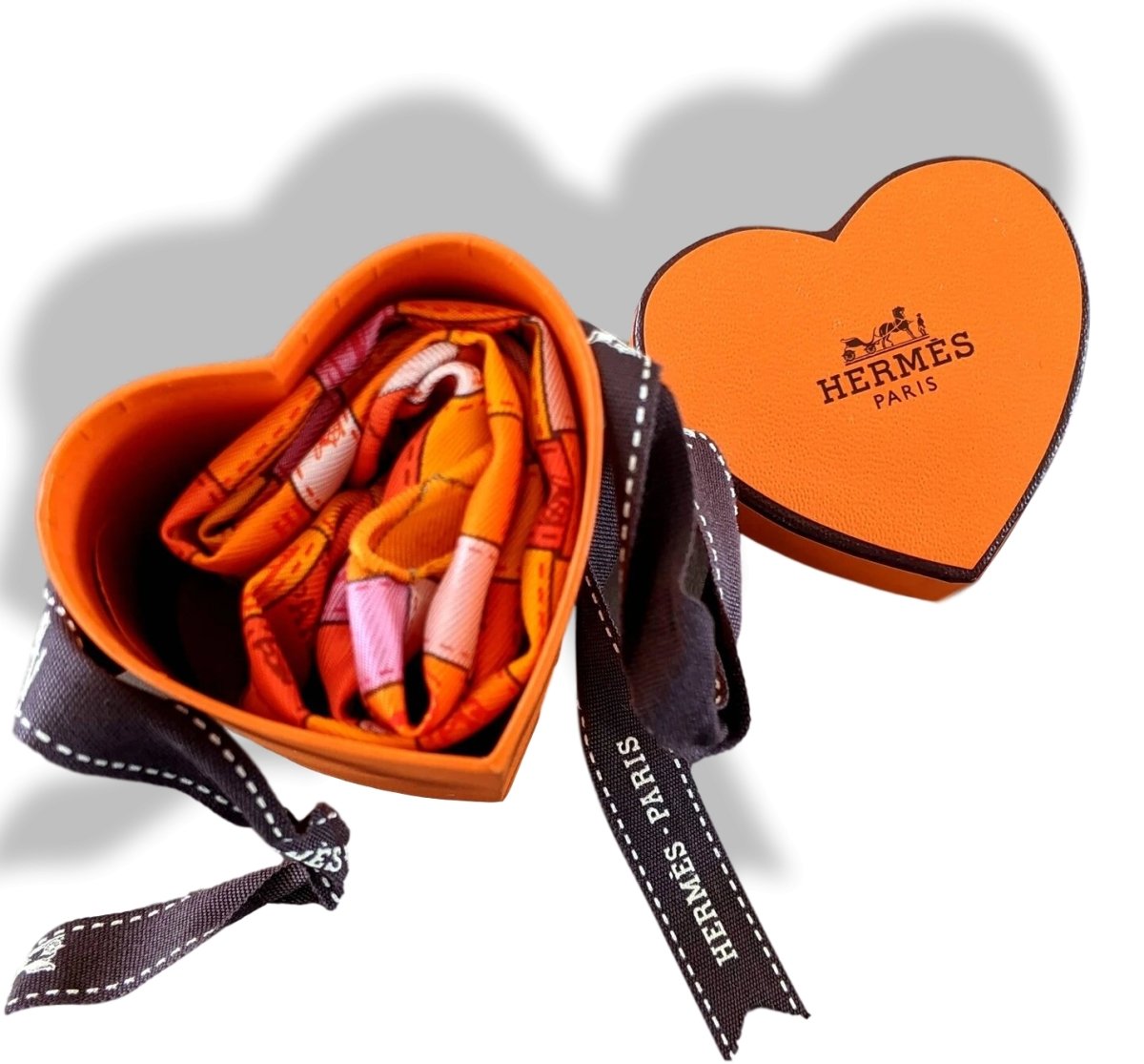 Hermes Orange/Vieux Rose/Blanc Coeur BOLDUC AU CARRE POCKET SQUARE, BNWTIB! - poupishop