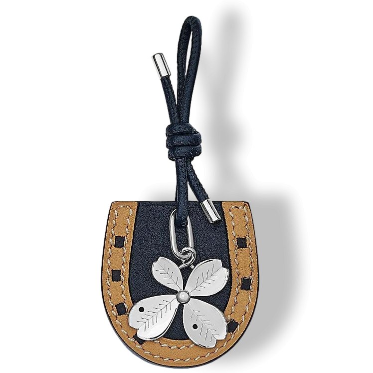 Hermes Palladium Plated CURIOSITE PORTE BONHEUR Clover Charm, New! - poupishop