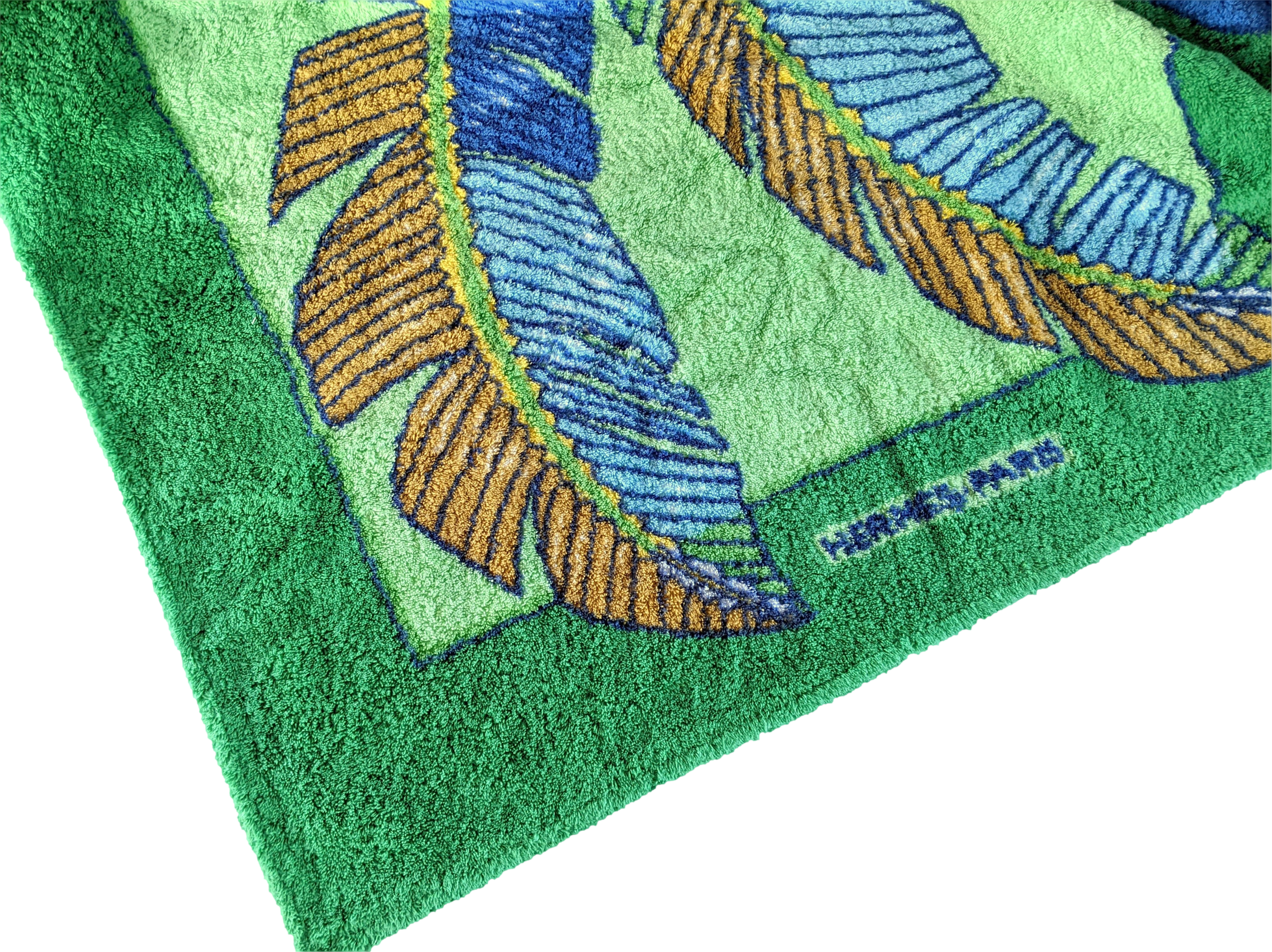 Hermes Vert/Vert "Palme" Tapis de Plage Terry Beach Towel XXL 145 x 190 cm