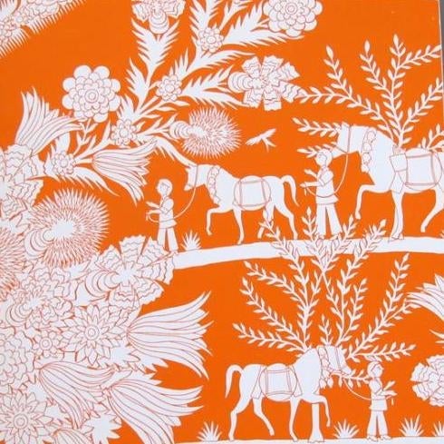 Hermes Papier Orange White Greeting Card Decoupage - poupishop