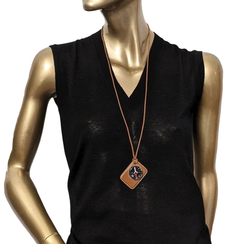 Hermes Ltd Issue Barenia "Parfumeur 2010 " Compass Pendant Necklace