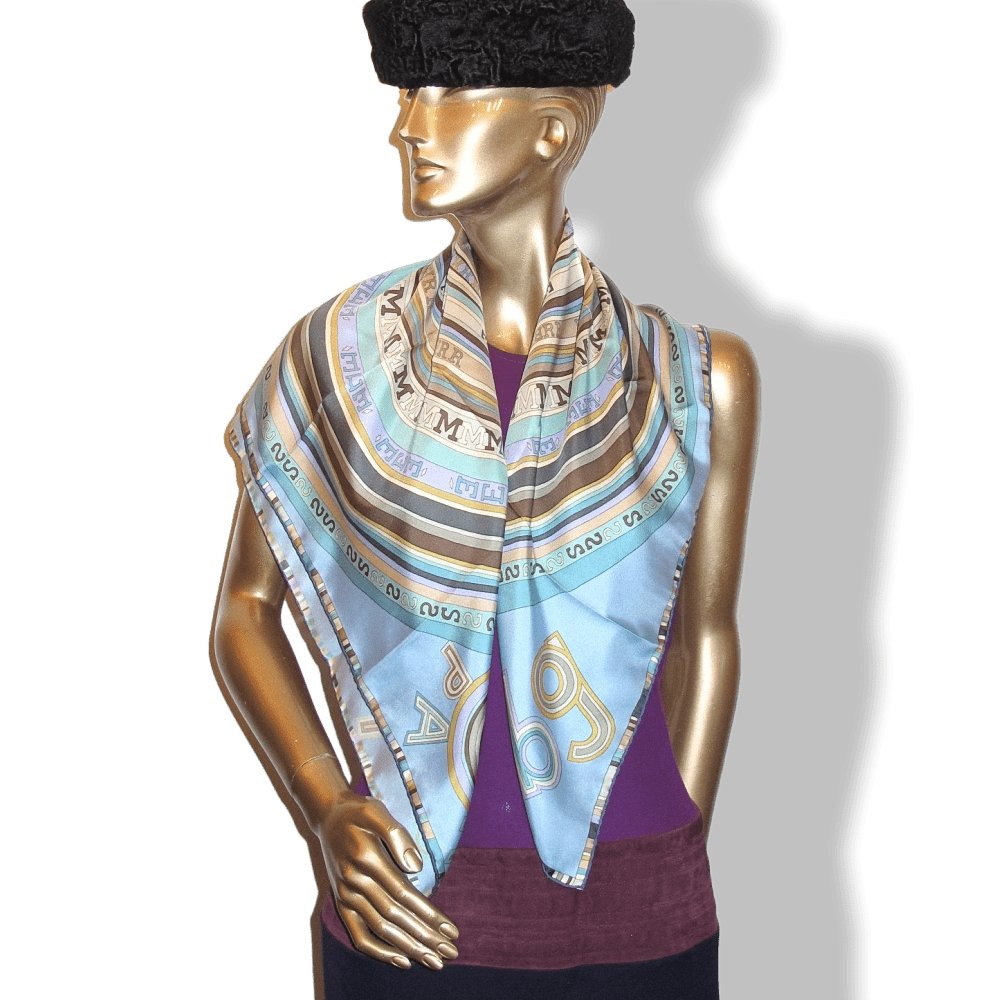 Hermes Pastel Blue Etoupe Tohu Bohu by Claudia Sthulhofer-Mayr Twill Silk Scarf 90cm - poupishop