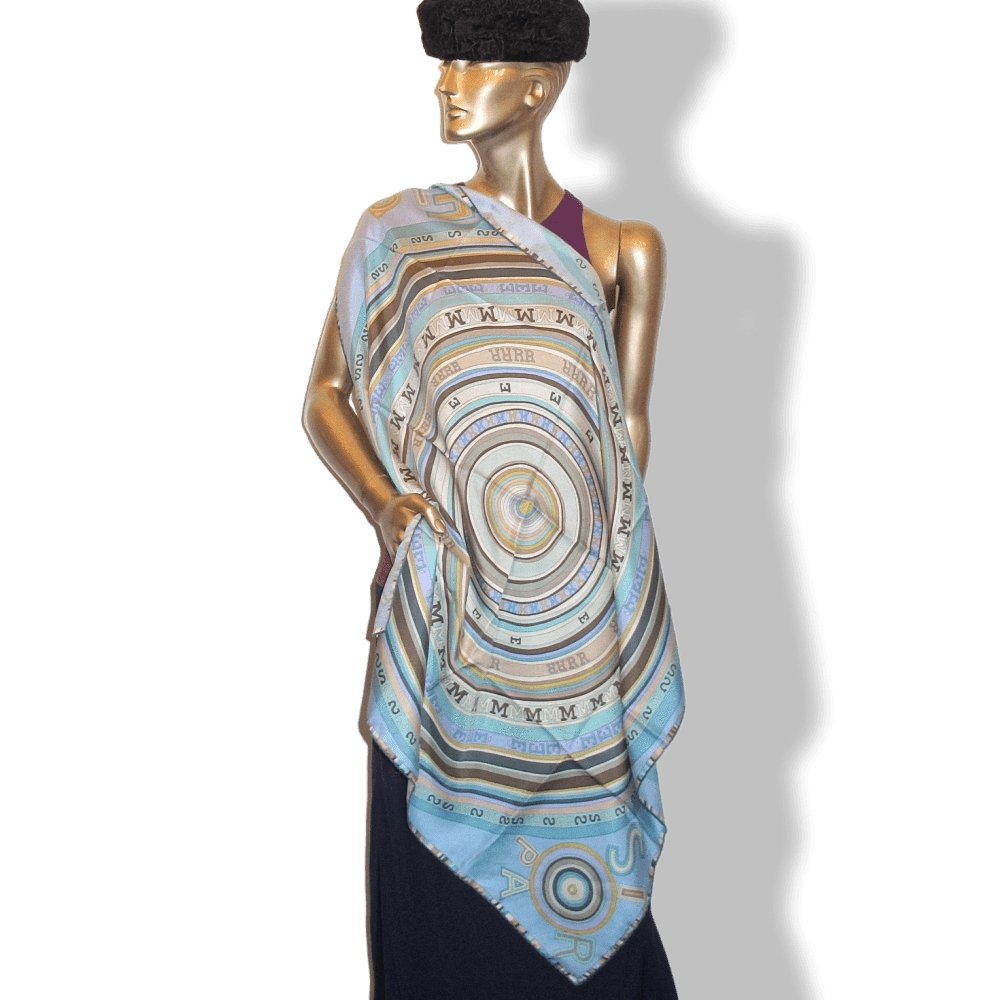 Hermes Pastel Blue Etoupe Tohu Bohu by Claudia Sthulhofer-Mayr Twill Silk Scarf 90cm - poupishop