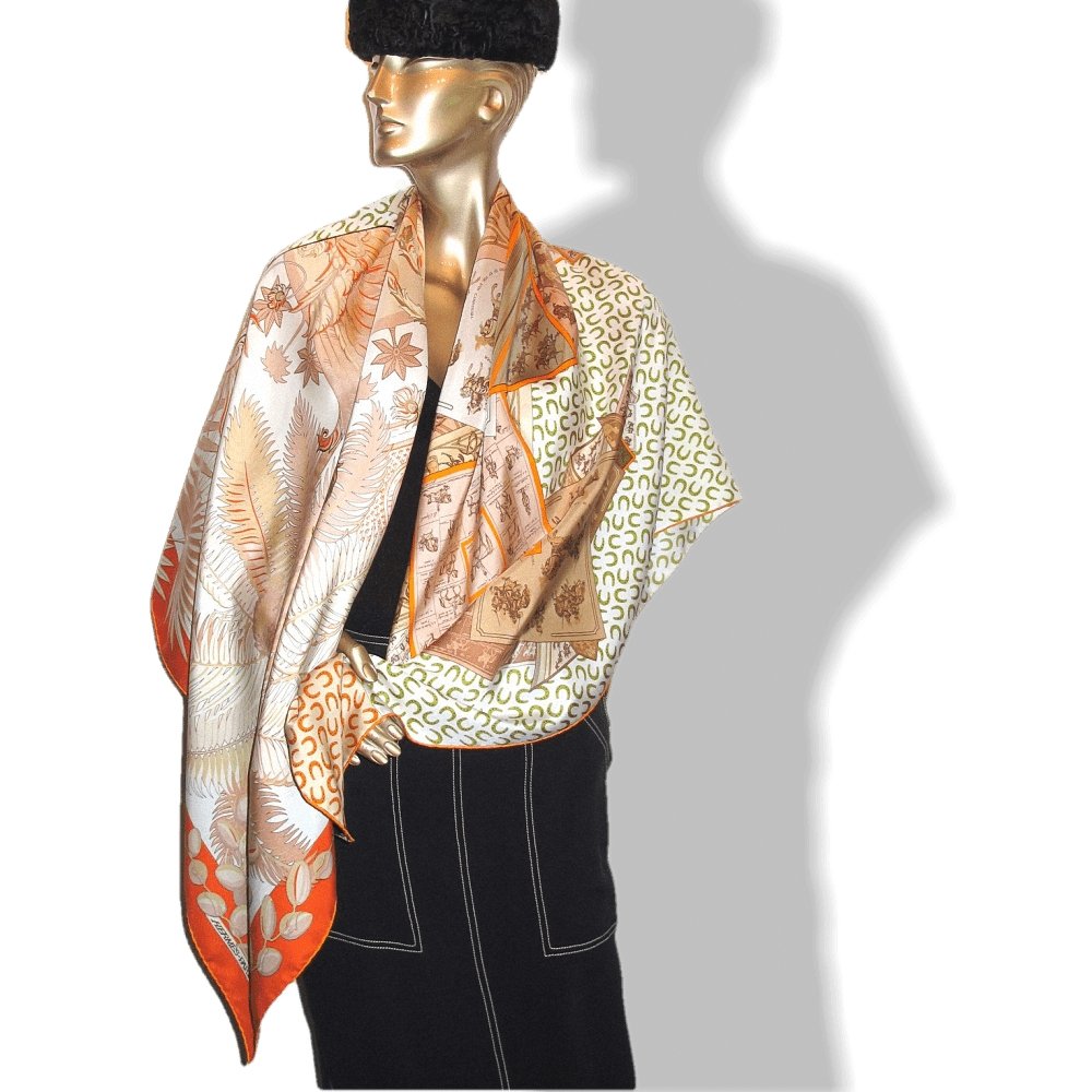 Hermes Pastel Mythiques Phoenix / A cheval sur mon Carre Twill Silk Shawl 140, Box! - poupishop