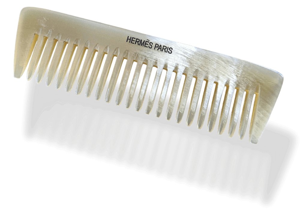 Hermes Pelouse/Natural Buffalo HORN COMB with Goat Case, BNWTIB! - poupishop