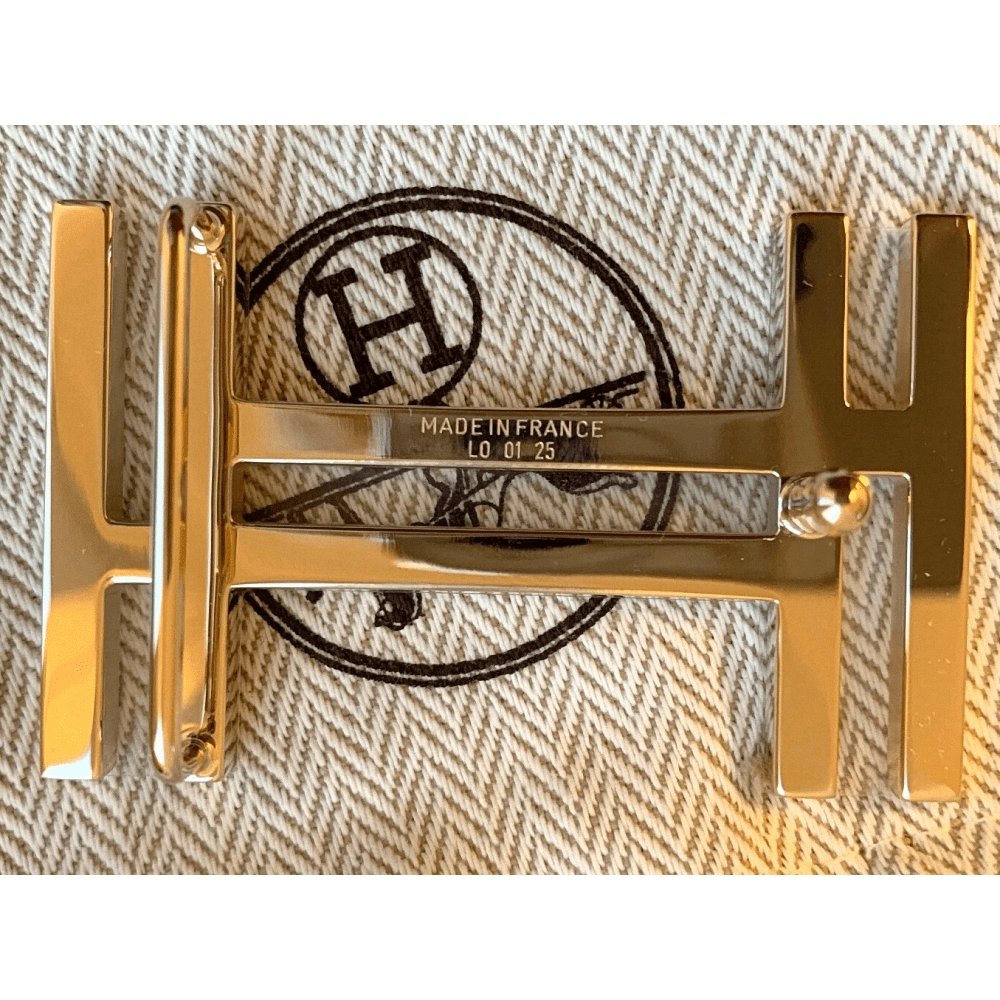 Hermes Permabrass H AU CARRE Belt Buckle, New with plastic protection in Pochette! - poupishop